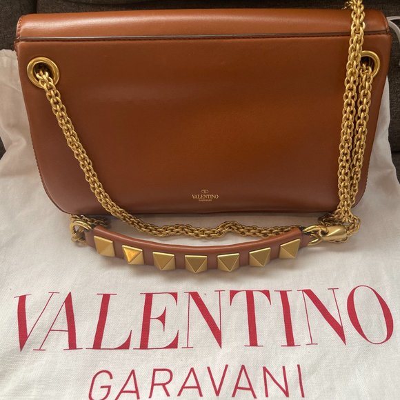 Valentino Garavani Stud Sign Shoulder Bag - Leather - Brown - Picture 2 of 6